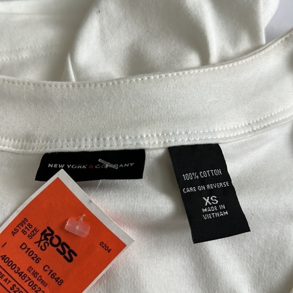 NWT‎ New York & Company White Cotton Dress Sz XS - Picture 5 of 6